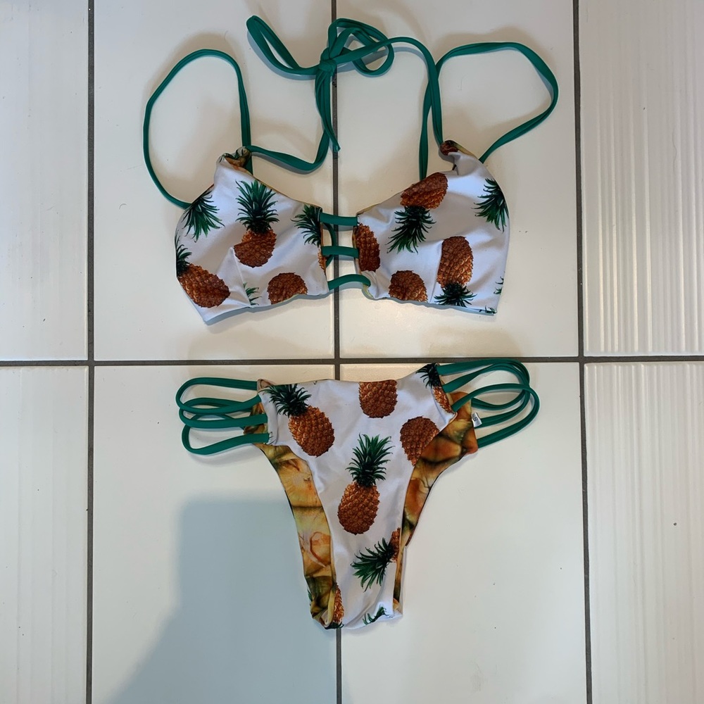 Pineapple reversible bathing suit